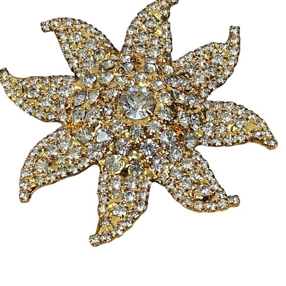 Dorothy Bauer Brooch 8Point Star Gold Tone Rhinestone Beachy Boho Chic Elegance - Picture 10 of 16